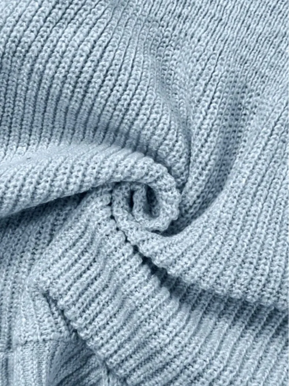 Baby Blue Casual Women's V-Neck Knit Top - Picture 7 of 7